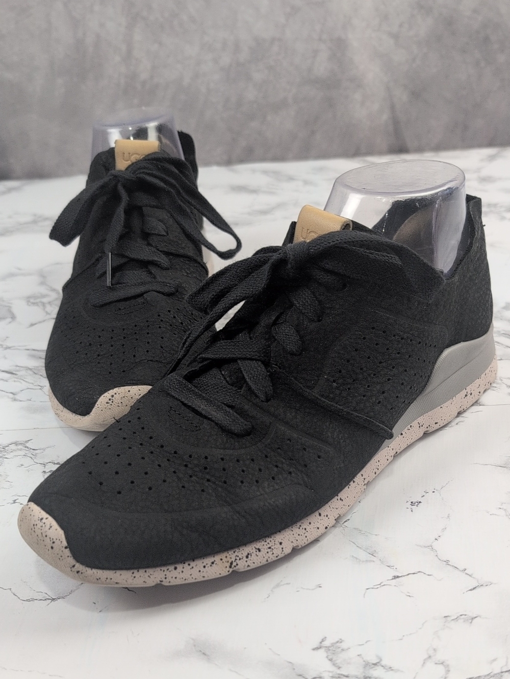 UGG Dark Grey Leather Perforated Lace-Up Sneakers Sz9.5